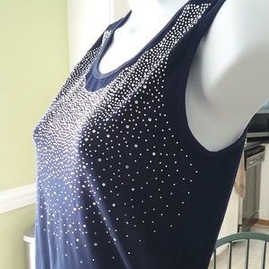 LC Couture  Navy Blue Tank Top with Sequins